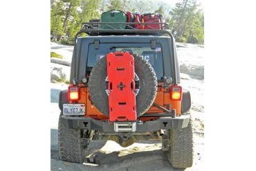 Olympic 4x4 Products Smuggler Rear Bumper with Tuff n EZ Tire Carrier in Gloss Black 5567-171 Rear Bumpers