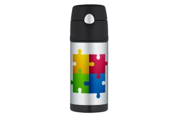 Colorful Puzzle Cool Thermos Bottle 12oz by CafePress