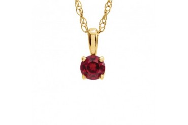 Youth 3mm Round Genuine Ruby Necklace in 14K Yellow Gold, 14 Inch