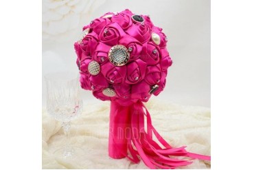 Delicate Round Satin Bridesmaid Bouquets (123053223)