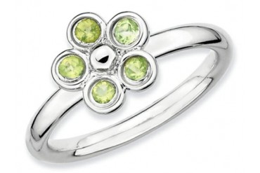 Stackable Expressions Sterling Silver Peridot Flower Stackable Ring