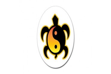Gold Yin Yang Turtle Yin yang Sticker Oval by CafePress