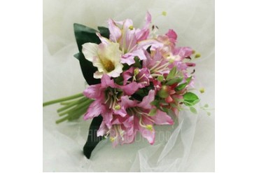 Elegant Hand-tied Satin Bridesmaid Bouquets (124032149)