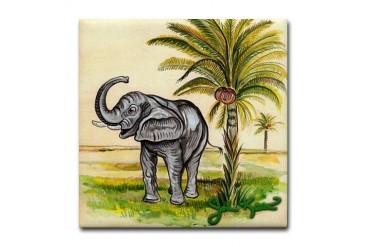 Tropical Safari Elephant Elephant Tile Coaster by CafePress