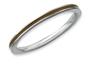 Stackable Expressions Sterling Silver Brown Enameled 1.5mm Stackable Ring