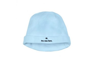 Hi. I'm New Here. (black) baby hat