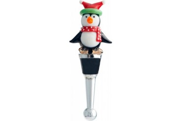 Whimsical Christmas Penguin Winter Holiday Bottle Stopper
