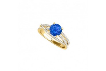 Criss Cross Ring with Sapphire and CZ 1.50 CT TGW