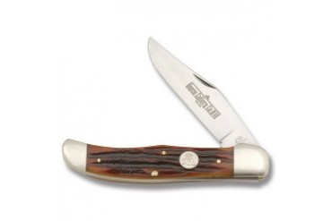 Queen Folding Hunter #44 with Amber Carved Stag Bone Handle
