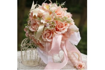 Romantic Round Satin Bridal Bouquets (124032111)