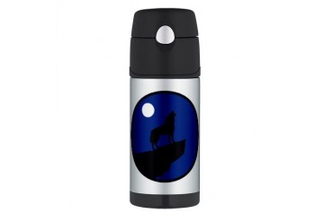 howling wolf Dog Thermos Bottle 12oz by CafePress