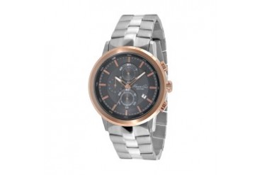 Round Watch With Gunmetal Dial and Rose Gold Bezel