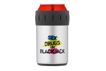 Sex Drugs and blackjack Thermos Can Cooler Vintage Thermosreg; Can Cooler by CafePress