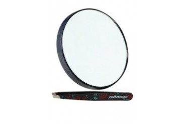 Tweezerman 4215 Slant Tweezer Floral Prints w Mag Mirror