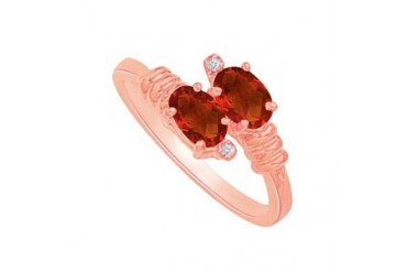 Rose Gold Vermeil Ring with Garnet and Cubic Zirconia