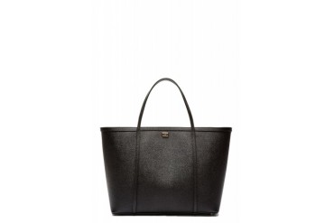 Dolce And Gabbana Black Pebbled Leather Shopping Tote