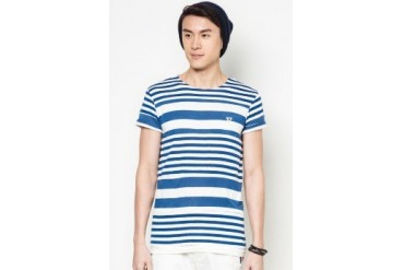 Collarless Cut & Sew Stripe Tee