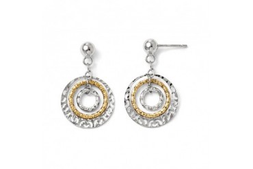 18mm Triple Circle Dangle Post Earrings in Sterling Silver amp Gold Tone