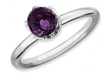 Stackable Expressions Sterling Silver Amethyst Briolette Stackable Ring