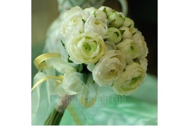 Cute Round Satin Bridal Bouquets (124032074)