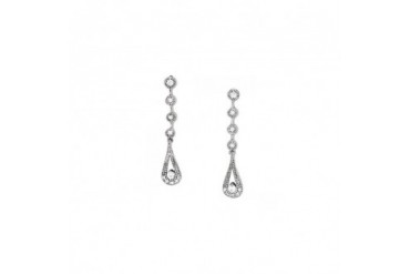 Fancy Round Diamonds 14K White Gold Drop Earrings