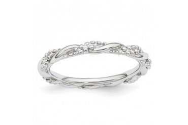2.25mm Rhodium Plated Sterling Silver Stackable Beaded Twist Band
