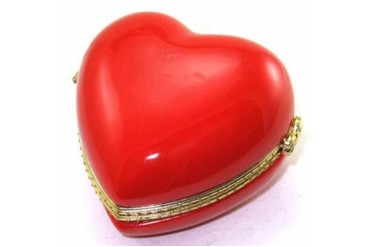 Red Heart Valentine Love Lover Hinged Trinket Box phb