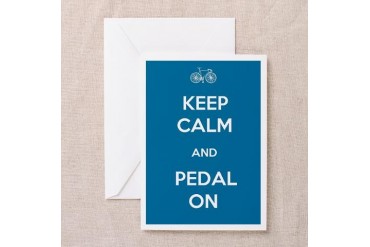 Keep Calm and Pedal On Blue Greeting Card