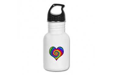 Tie Dye Rainbow Heart Cool Kid's Water Bottle by CafePress