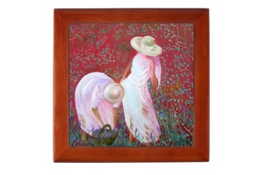 Ladies in the lavendar fields Art / photography Keepsake Box by CafePress
