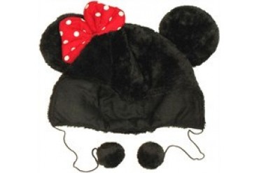 Disney Minnie Mouse Hood Ears Bow Lapland Tasseled Embroidered Beanie