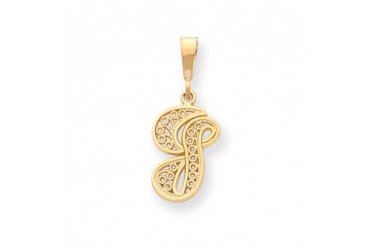 The Maci Filigree Script Initial G Pendant in 14K Yellow Gold