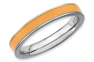 Stackable Expressions Sterling Silver Orange Enameled 3.25mm Stackable Ring