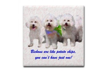 Bichon Frise Dog Breed Pop Art SPR Pets Tile Coaster by CafePress