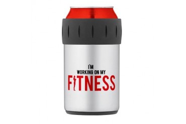 working 2 Thermos Can Cooler Fitness Thermosreg; Can Cooler by CafePress