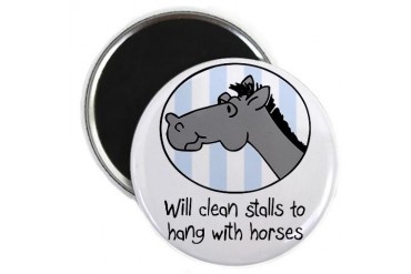 cute horse clean stalls Funny Magnet by CafePress