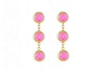 rings Bezel Set Created Pink Sapphire in 18K Yellow Gold Vermeil on Silver