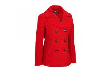 Black Rivet Womenâ€™s Wool Peacoat w/Zipper Side Pockets!