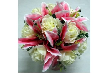 Fancy Round Satin Bridal Bouquets (123031494)