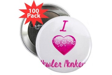 I Love/Heart Howler Monkeys 2.25 Button 100 pack Animals 2.25 Button 100 pack by CafePress