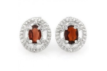 Dazzling ! 1 Carat Garnet amp Diamond 925 Sterling Silver Earrings