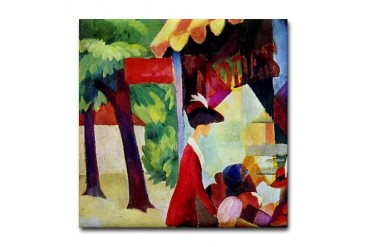 August Macke Before Hutladen Vintage Tile Coaster by CafePress
