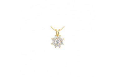 Cubic Zirconia Flower Pendant 18K Yellow Gold Vermeil 0.75 CT CZs