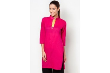 HiDY 3/4 Sleeves Plain Cotton Kurti