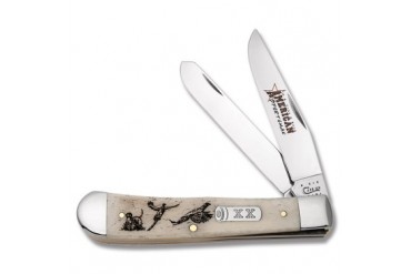 Case American Sportsman Trapper with Laser Embellished Smooth Natural Bone Handle - Pheasant