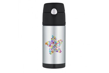 White Star Flower Rainbow Thermos Bottle 12oz by CafePress
