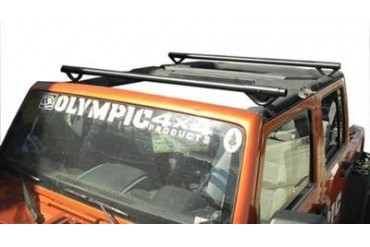 Olympic 4x4 Products Quick n Easy Rack in Gloss Black for JK Wrangler Unlimited 908-171 Roof Rack