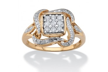 1 4 TCW Diamond Ribbon Halo Cocktail Ring