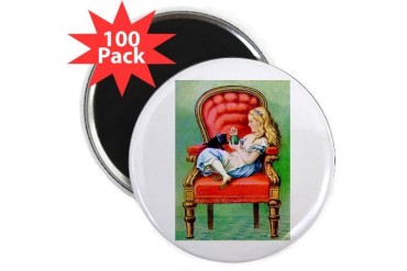 Alice and Her Cat, Dinah Baby 2.25 Magnet 100 pack by CafePress