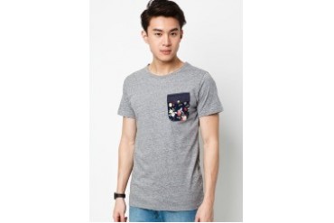 Kei&Kori Round Neck Tee With Floral Print Pocket